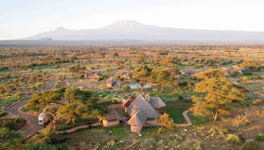 DJI_0291 — Bird's-eye view of Kilimanjaro over landscape