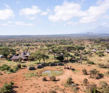 DJI_0287 — Aerial view showing elephant herd near camp