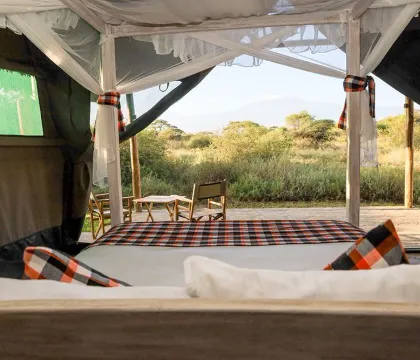 Tent verandah at golden hour